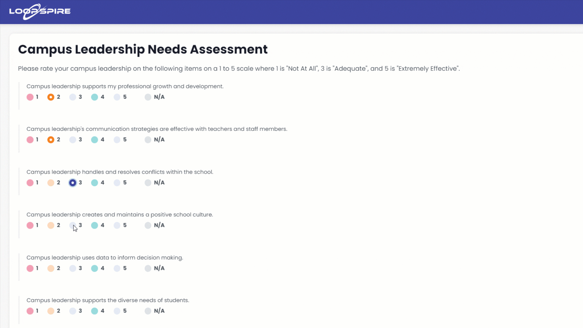 Customizable Forms LoopSpire Customizable Forms<br />
Gather anonymous and non-anonymous feedback from everything from interventions to community engagement. Digitize your forms with 20 different question types and the ability to house them in Meetings, send a link, or create QR codes.</p>
<p>Access visual form reports to quickly determine needs and trends, or download the data and incorporate in your favorite applications.